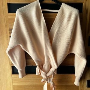 Peach sweater with front tie